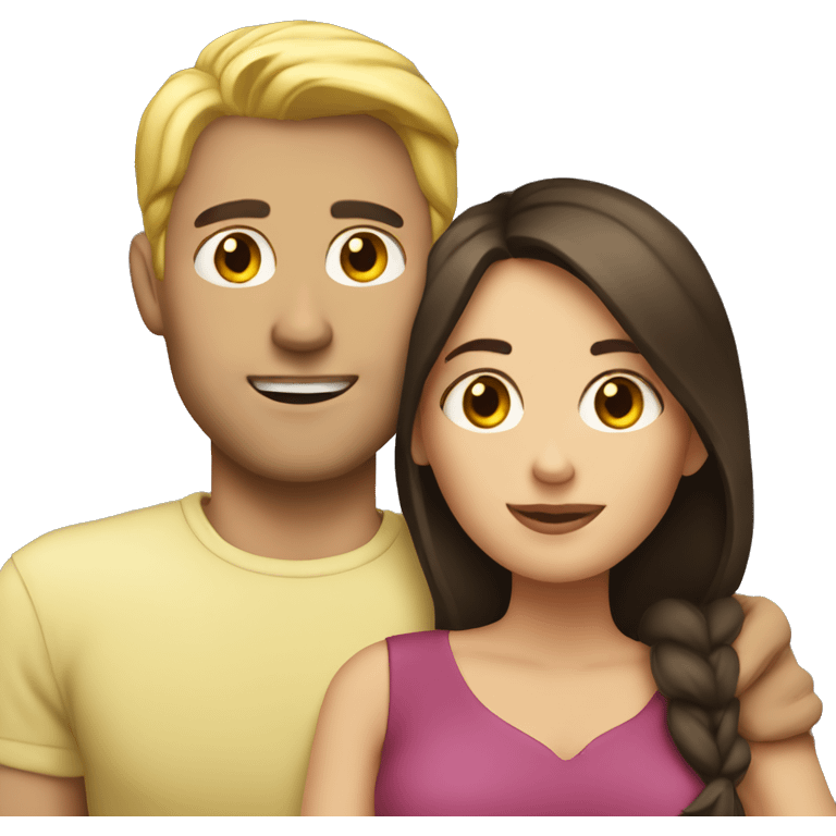 Blond man and brunette woman cuddling emoji