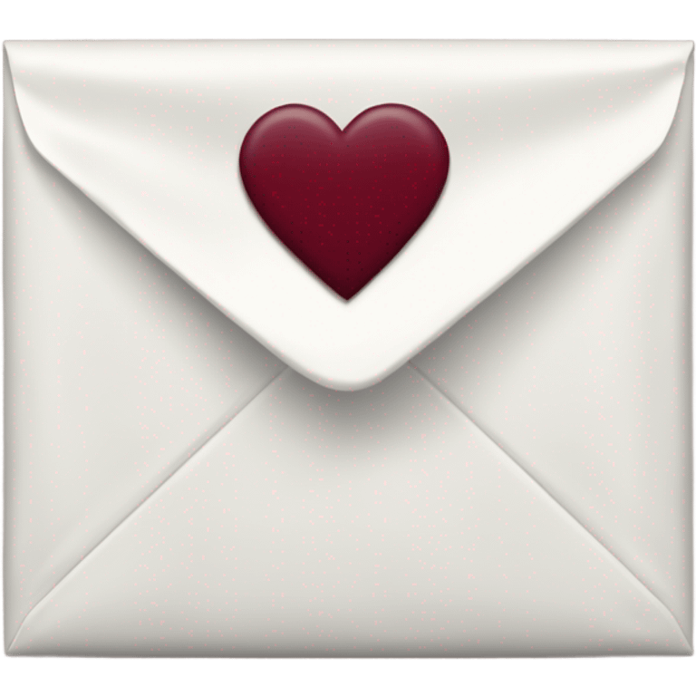 White envalope sealed with a little burgundy heart  emoji