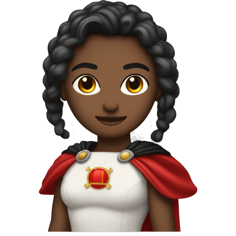 súper heroina con taje rojo y puntos negros  emoji