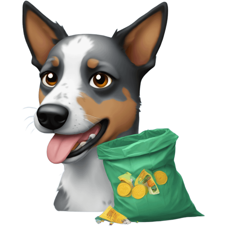 Blue heeler eating trash emoji