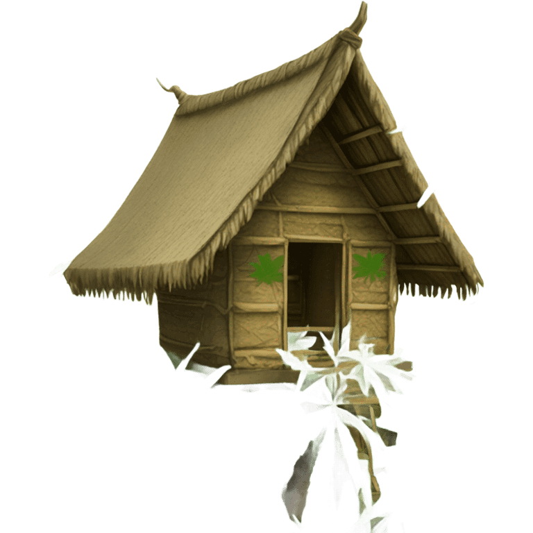 thai hut cannabis leaf roof on a cannabis tree emoji