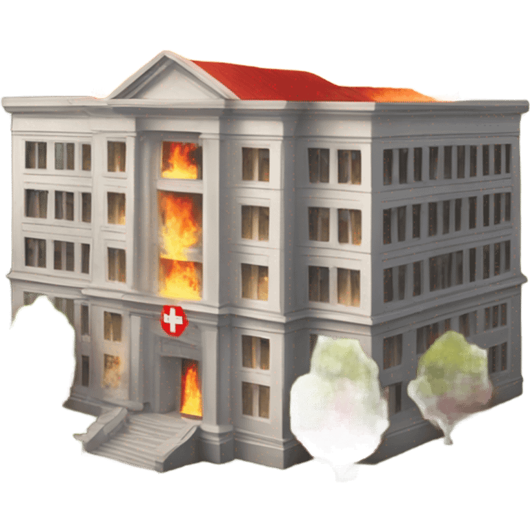 red cross building in fire emoji