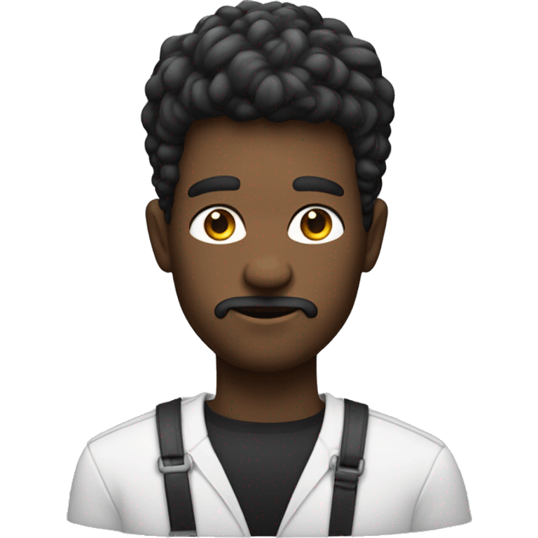 un homme avec un bouc, et des cheveux noirs, des yeux noirs emoji