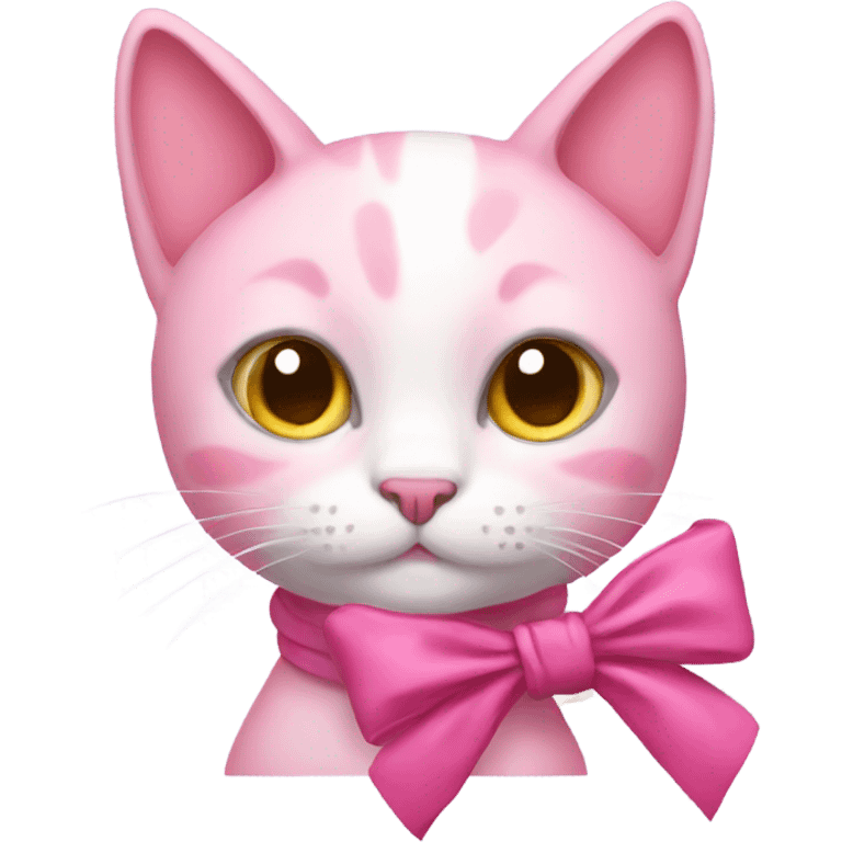 Pink cat with a bow emoji