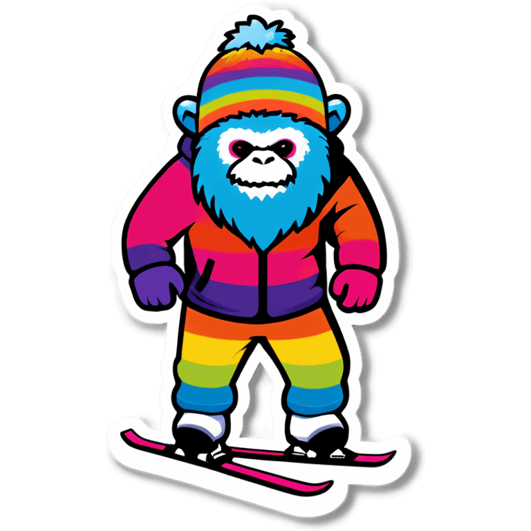 skiing rainbow yeti emoji