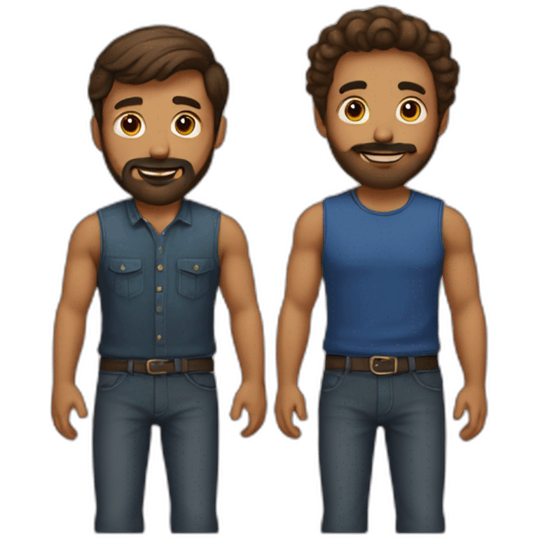 Gay love brown guy with beard and brown guy with mustache emoji