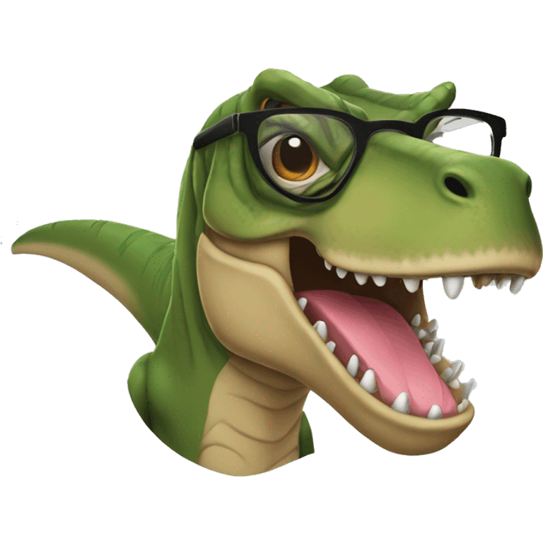 T-Rex with glasses emoji