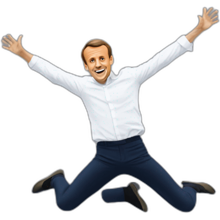 emmanuel macron jumping on a trampolin emoji