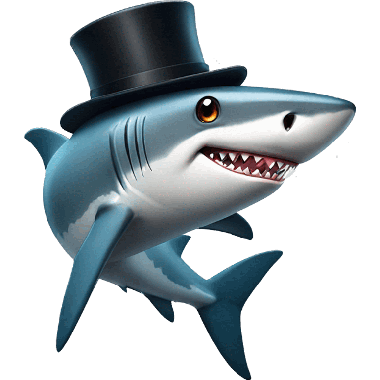 Shark with a top hat emoji