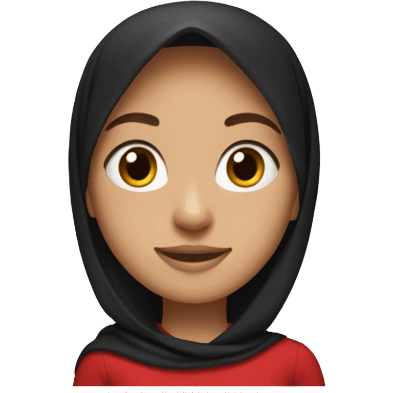 Make a fair-skinned girl wear a black hijab with a full red polo shirt emoji