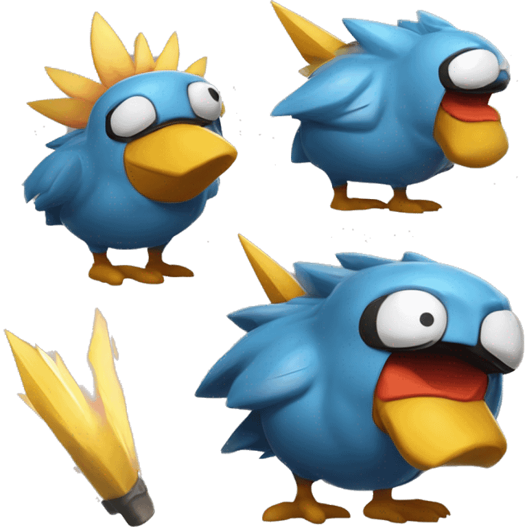 Bert and Ernie Legendary Pokémon:
Bertok and Ernispark
Bertok, an Electric/Rock-type, is stoic with a rugged exterior, known for its ability *Static Shield,* which protects allies. Ernispark, a Water/Fairy-type, is playful and carefree,  emoji