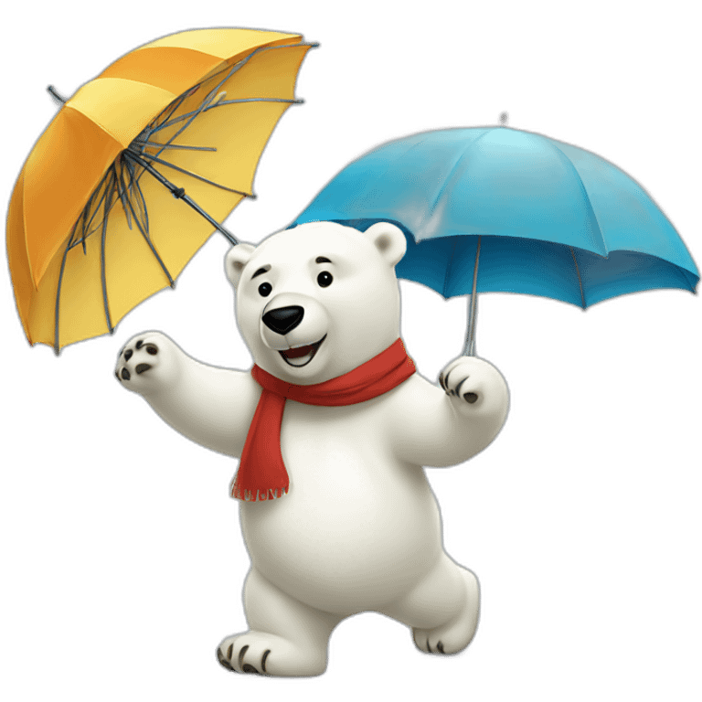 polar bear dancing with an umbrella emoji