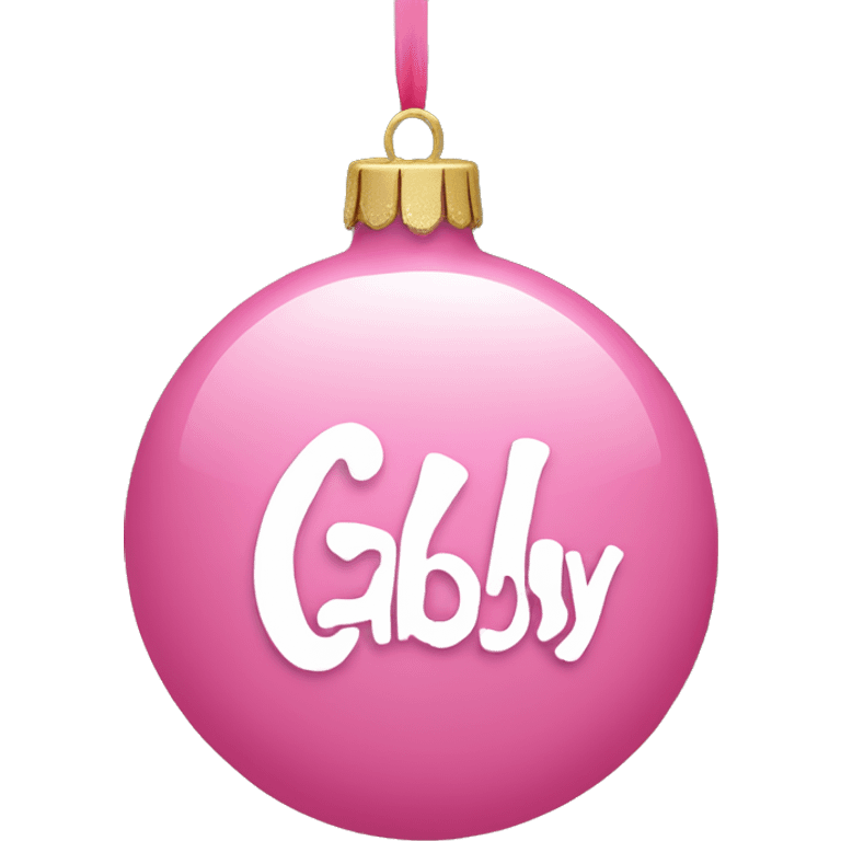 pink ornament with the name gabby on it in cursive emoji