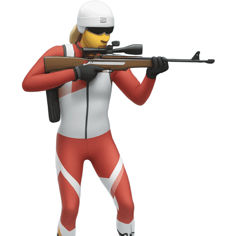 biathlete skiing and carrying rifle emoji