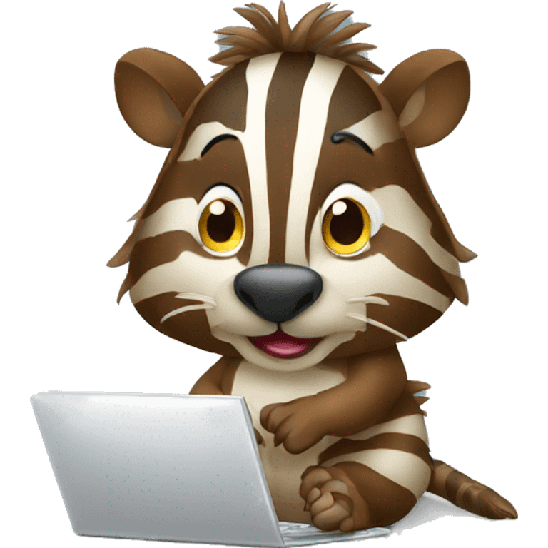 zebra as beaver with computer emoji