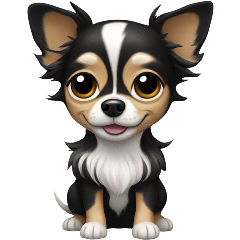 Chihuahua black and white long hair emoji