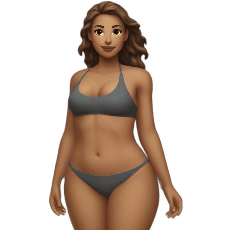 Slim-thicc Caucasian woman small bikini pose (beach body) emoji