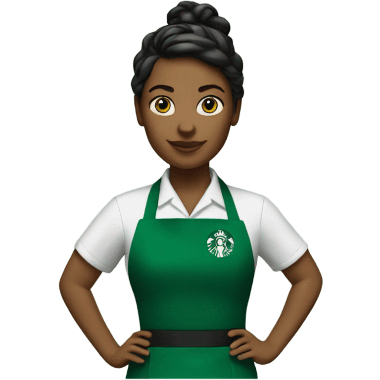 white female starbucks barista with green apron emoji