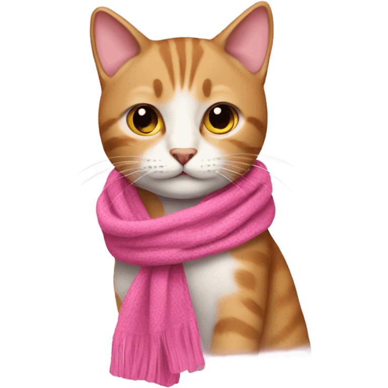 Cat wearing a pink scarf emoji