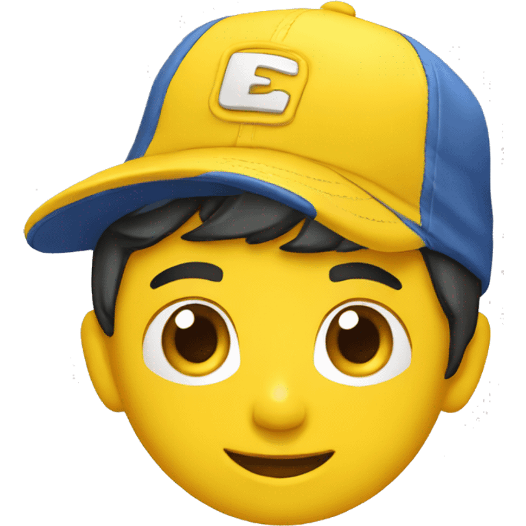 Niño usando una gorra amarilla emoji