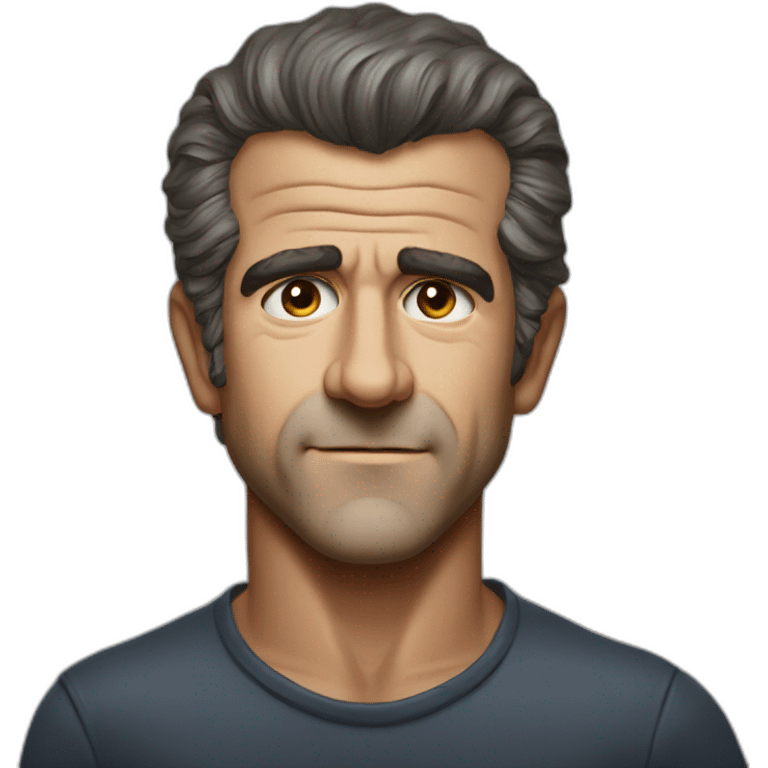 Young Mel Gibson portrait without smile emoji