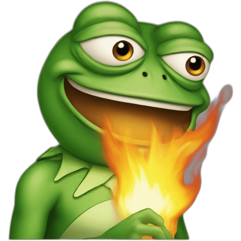 pepe frog on fire emoji