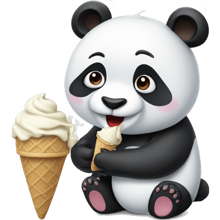 Panda eating ice cream emoji