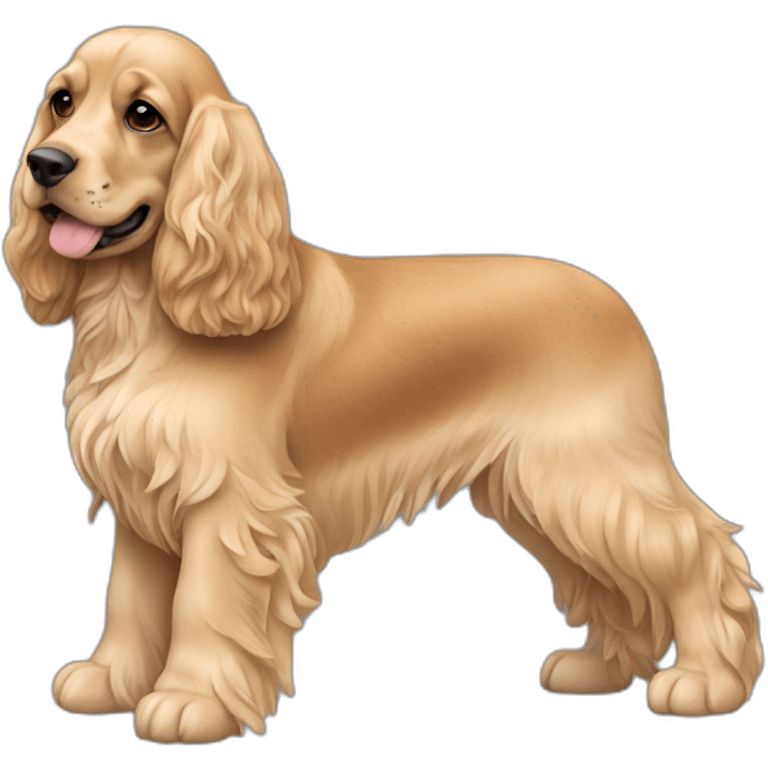 Dog-english-cocker-spaniel-full-body-mujer-rubia-pelo corto emoji