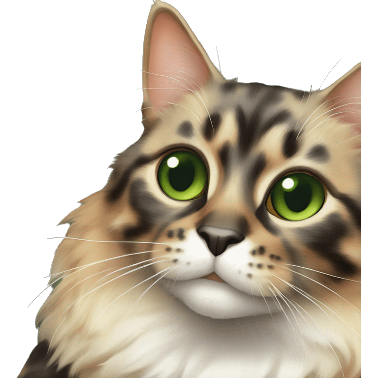 cute tortoiseshell cat with green eyes emoji