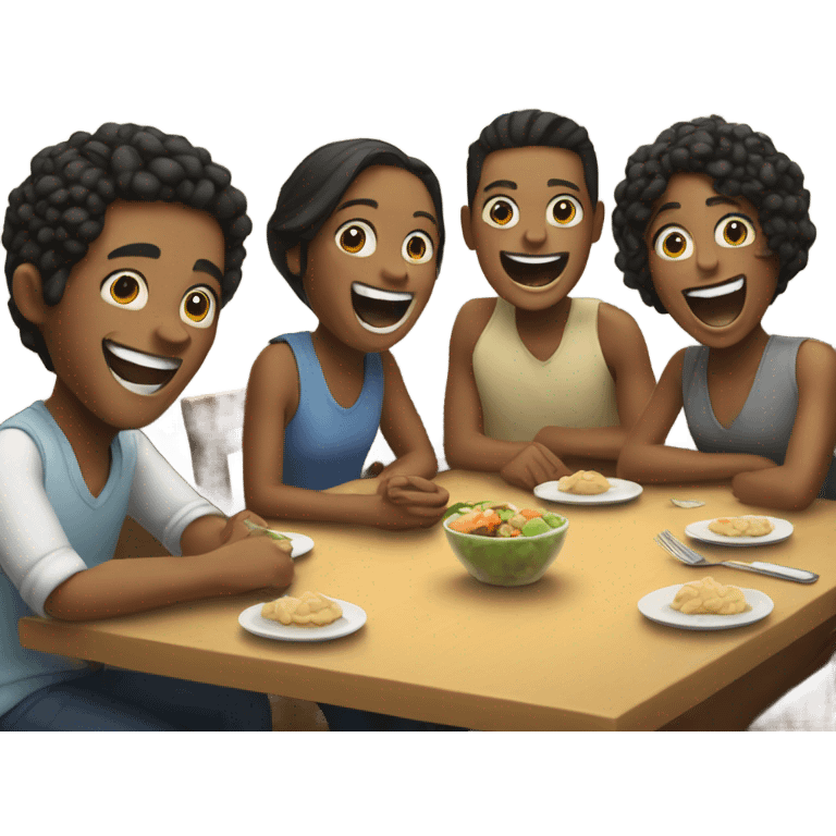 People sitting at the table laughting emoji