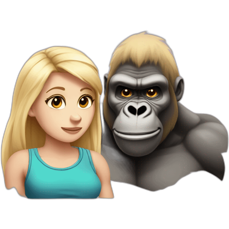 Buff Gorilla with a shy blonde girl emoji