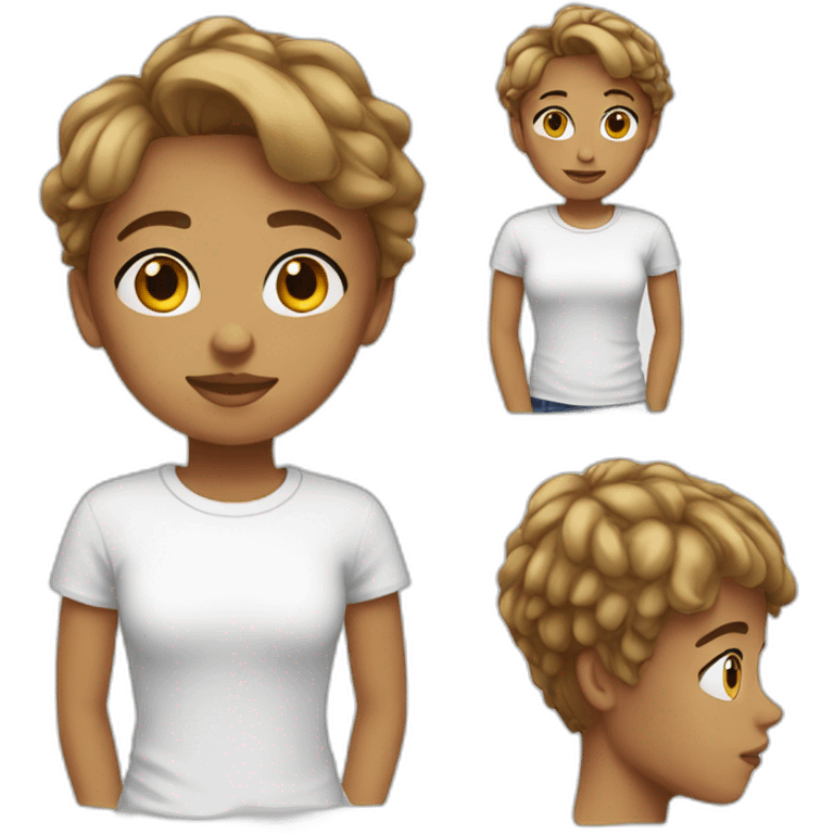 short hair teenager in white tee emoji