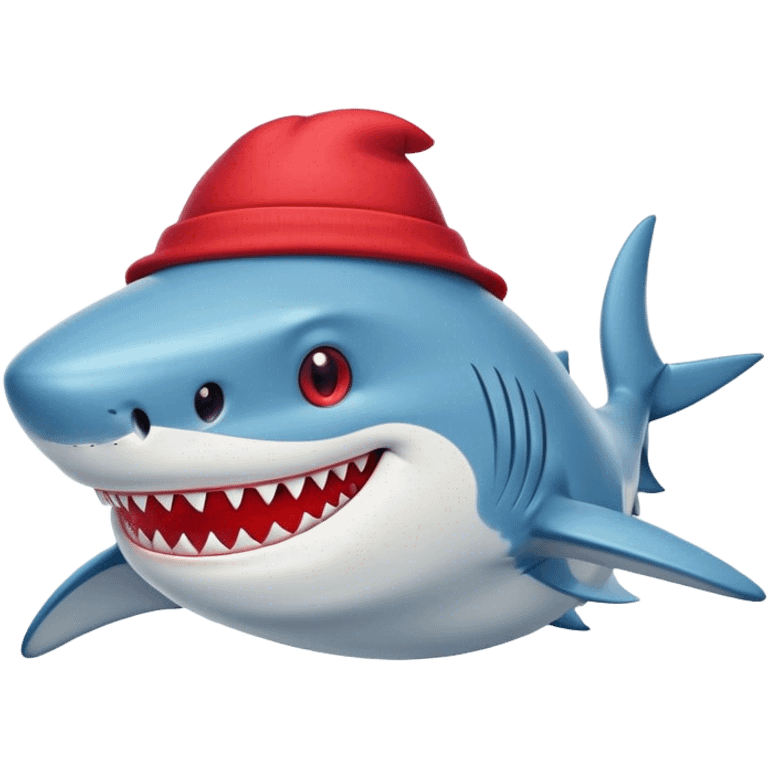 shark wearing red hat emoji