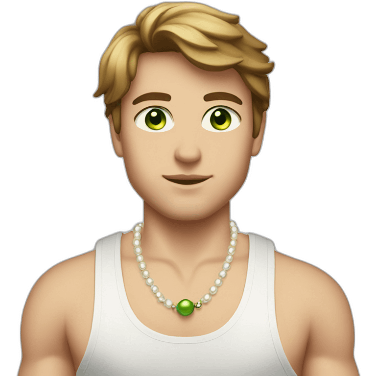 Posh-gym-boy-with-pearl-necklace-and-green-eyes-and-brown-hair emoji