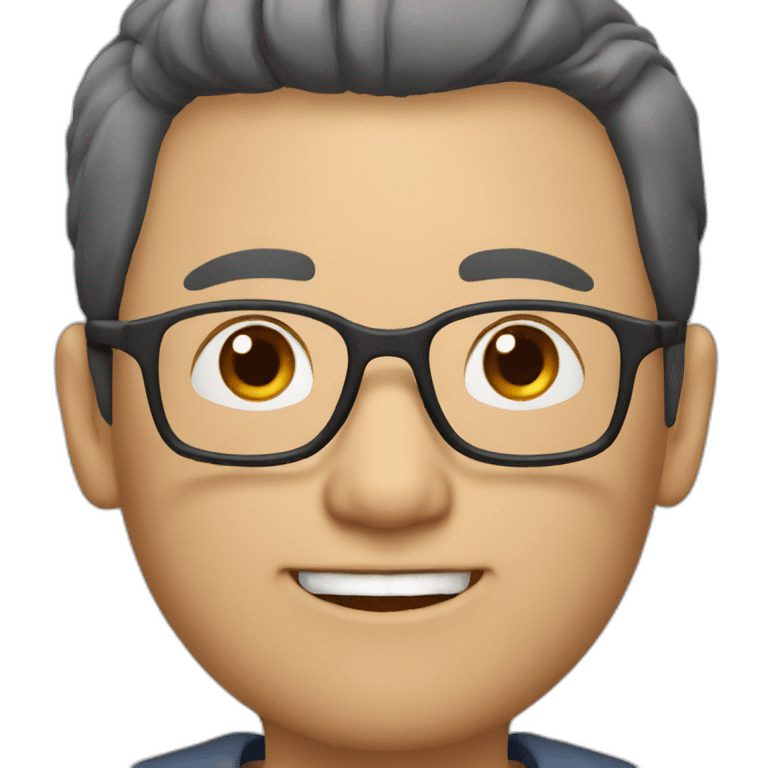 fifty year old less-hair chinese man with eyeglasses emoji