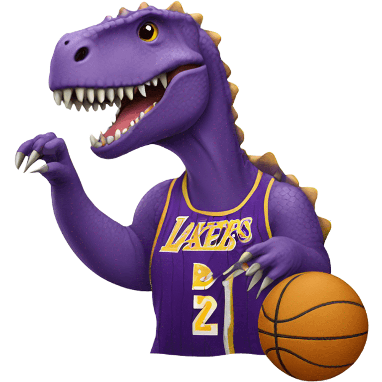 dinosaur wearing lakers  emoji