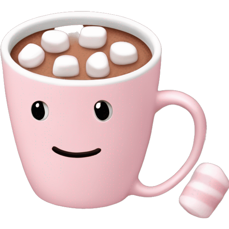 Light Pink mug of hot chocolate with marshmallows  emoji