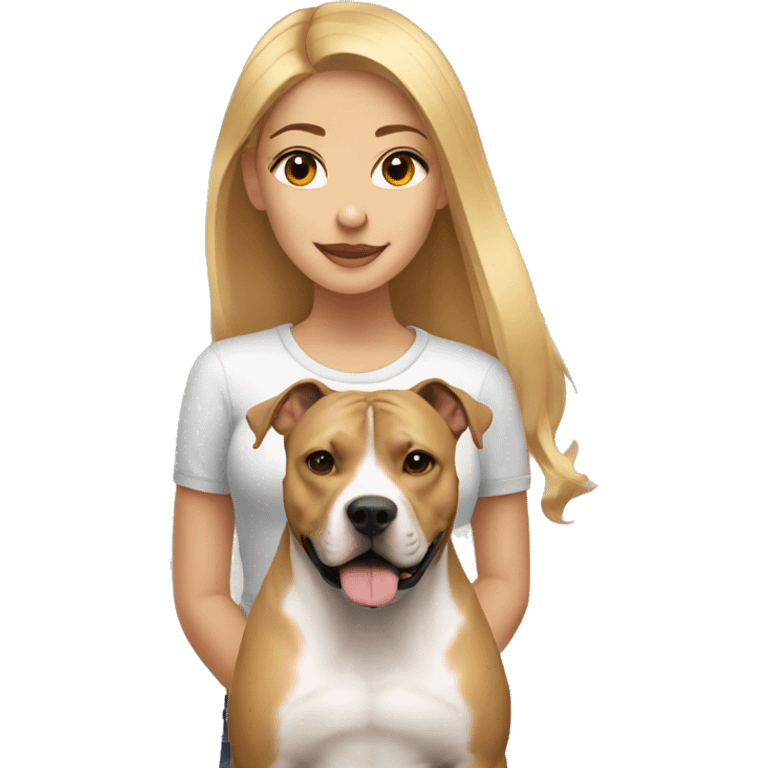 Blonde girl with light brown american staffordshire terrier emoji