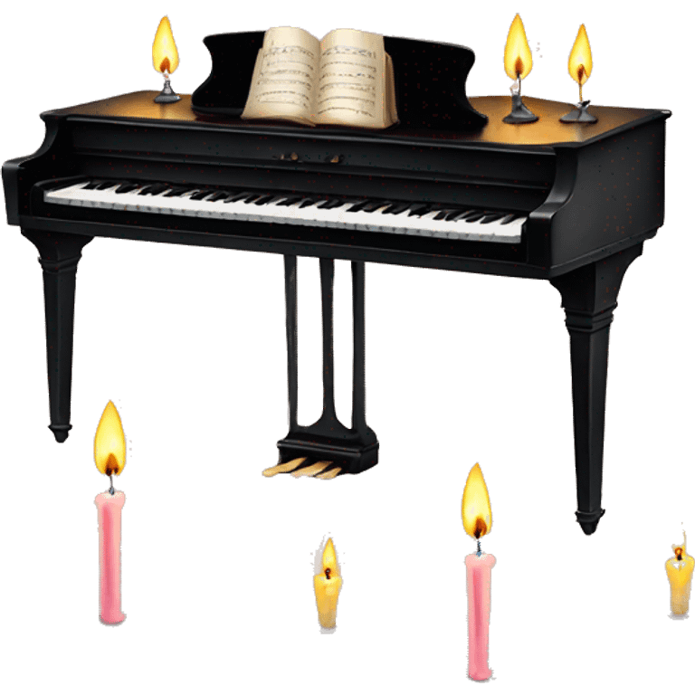 vintage piano with melted candles on top emoji