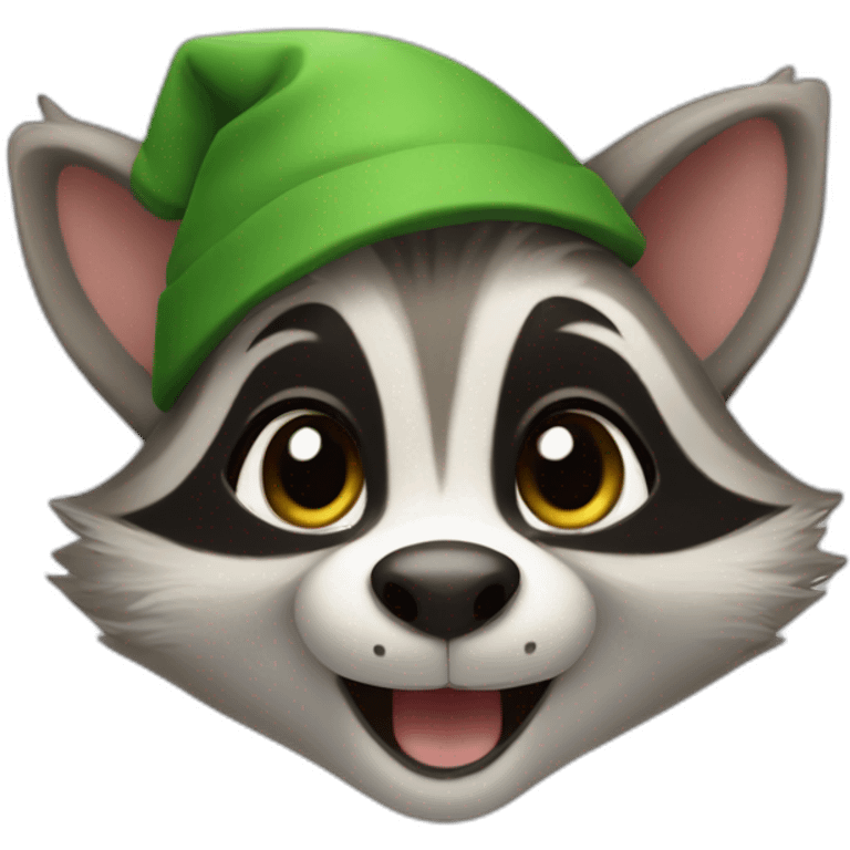 a cheerful elf raccoon emoji