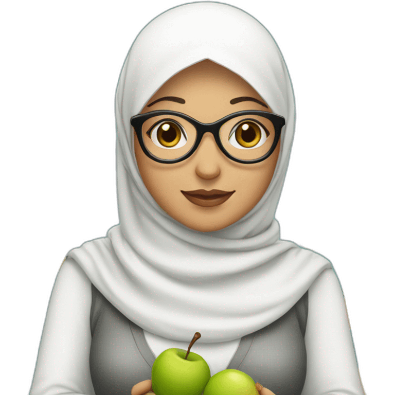 Mum with hijab and glasses and white skin holding fruits emoji