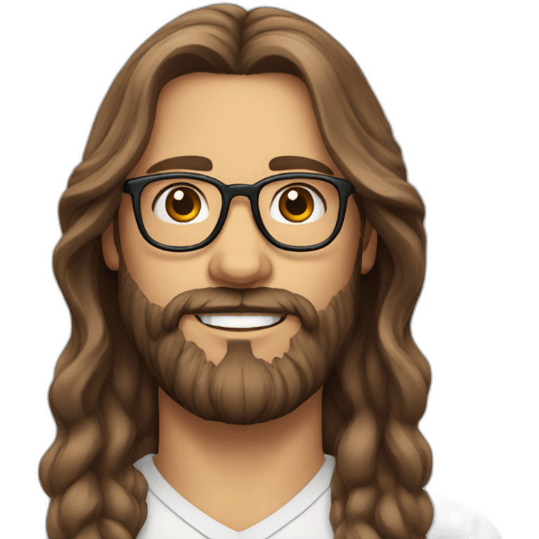 Scandinavian with long brown hair a beard and glasses emoji