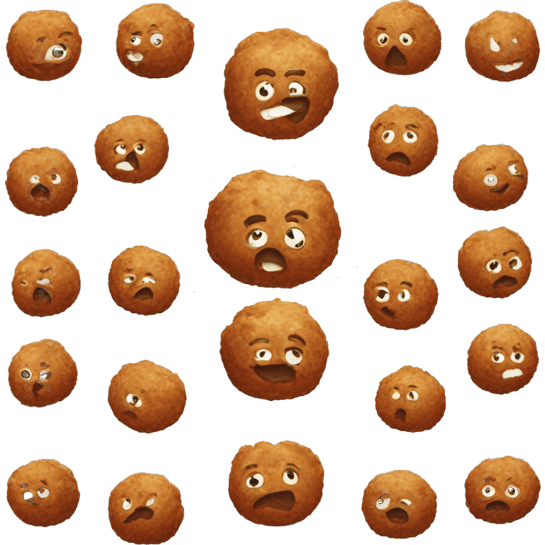 Meatball with a silly face  emoji