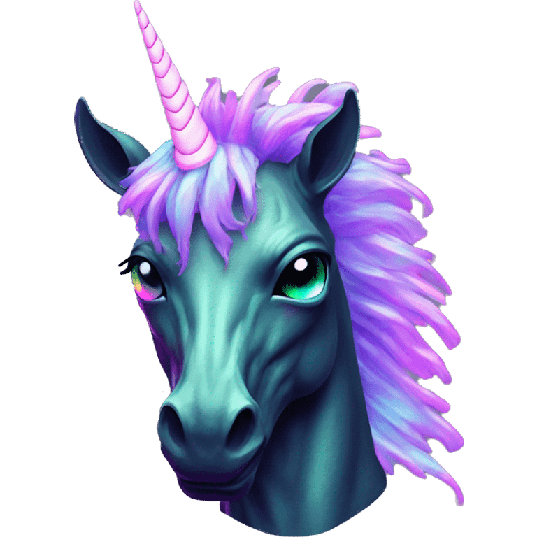 .Zombie_ Vaporwave black holographic oilslick zombie unicorn  emoji