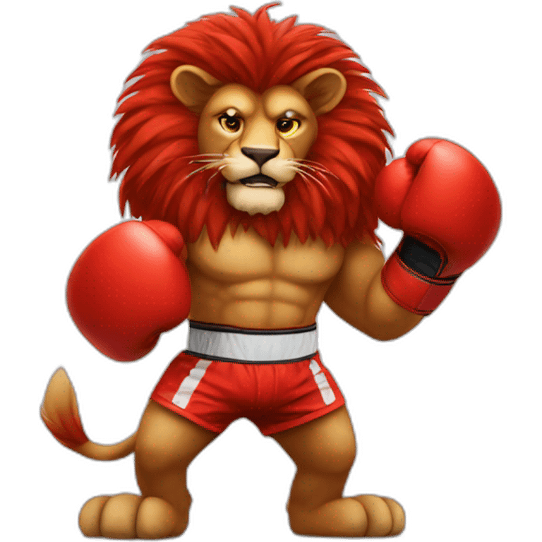 Red fur lion wearing boxing gloves  emoji