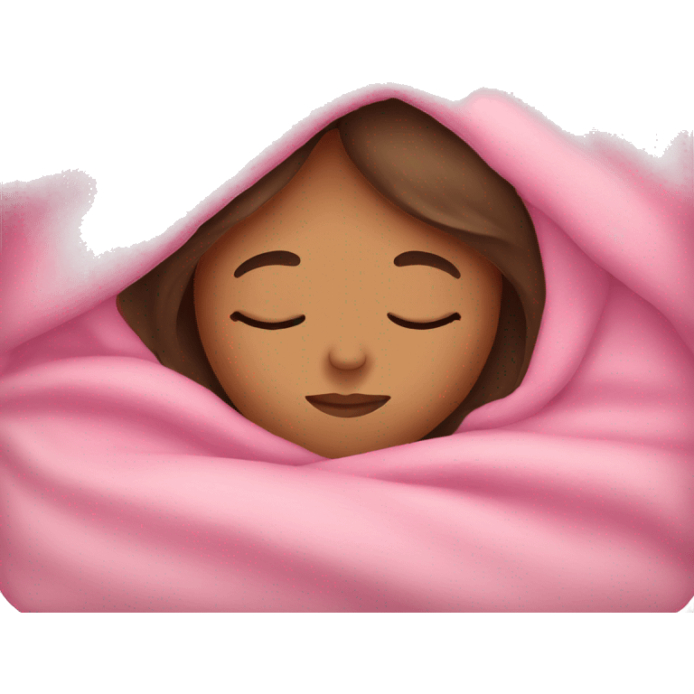 brown hair girl sleeping with pink blanket emoji