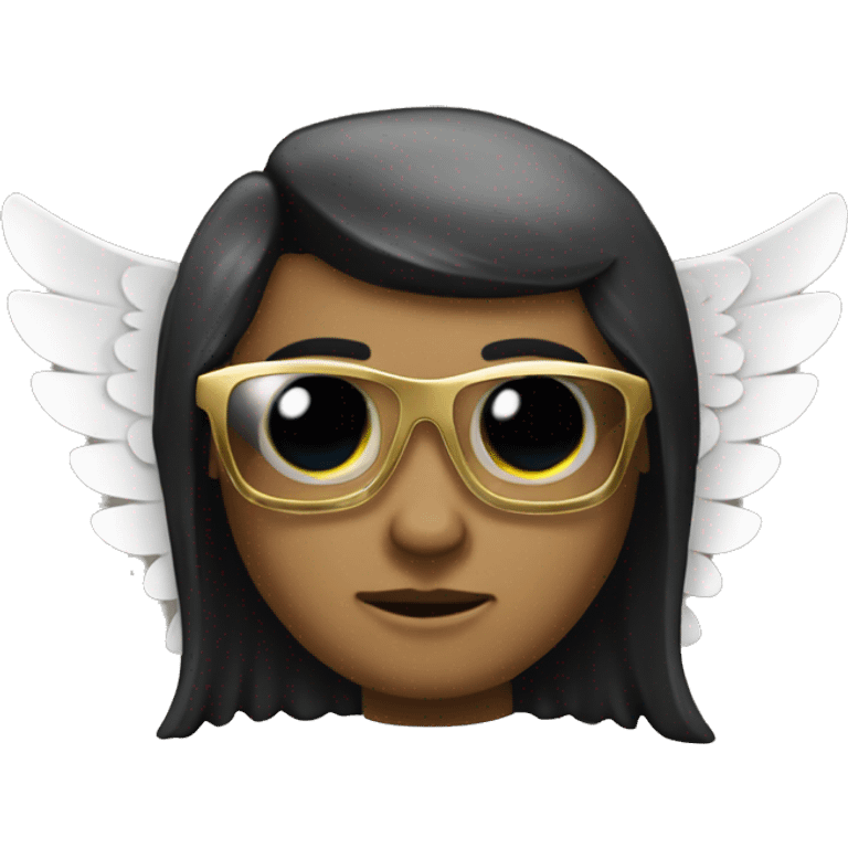 golden archangel, black glasses, black hair emoji