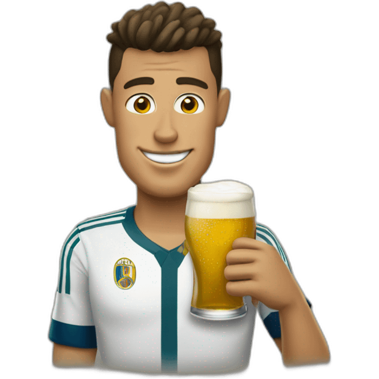 Ronaldo bois une bière avec homer emoji