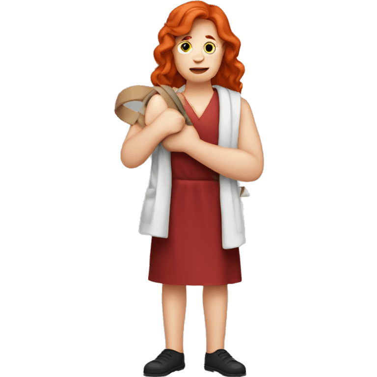 Red head with arm in a sling from surger emoji