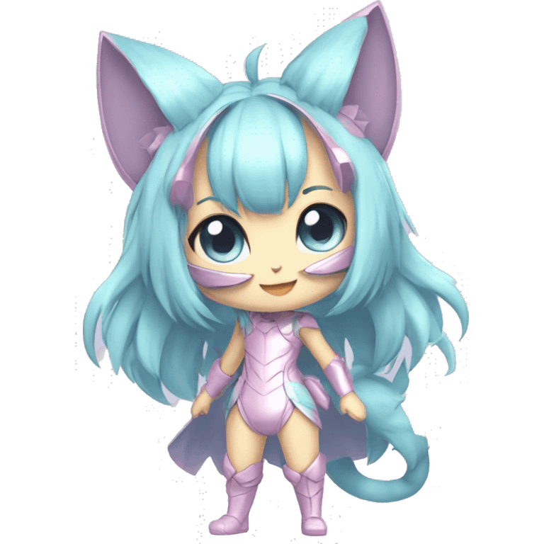 Pastel-Catgirl-Chibi-Sona-Shiny-Fakémon with a mask full body emoji